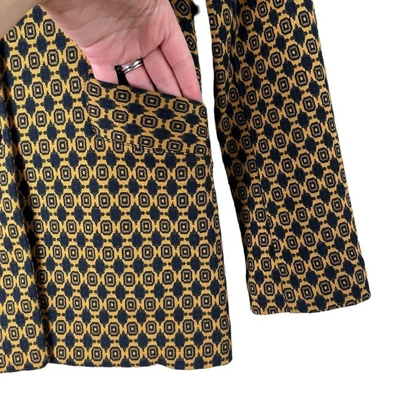 Cabi Kensington Proper Standout Blazer Jacket in Yellow Navy Medallion Motif, XS - Picture 9 of 16